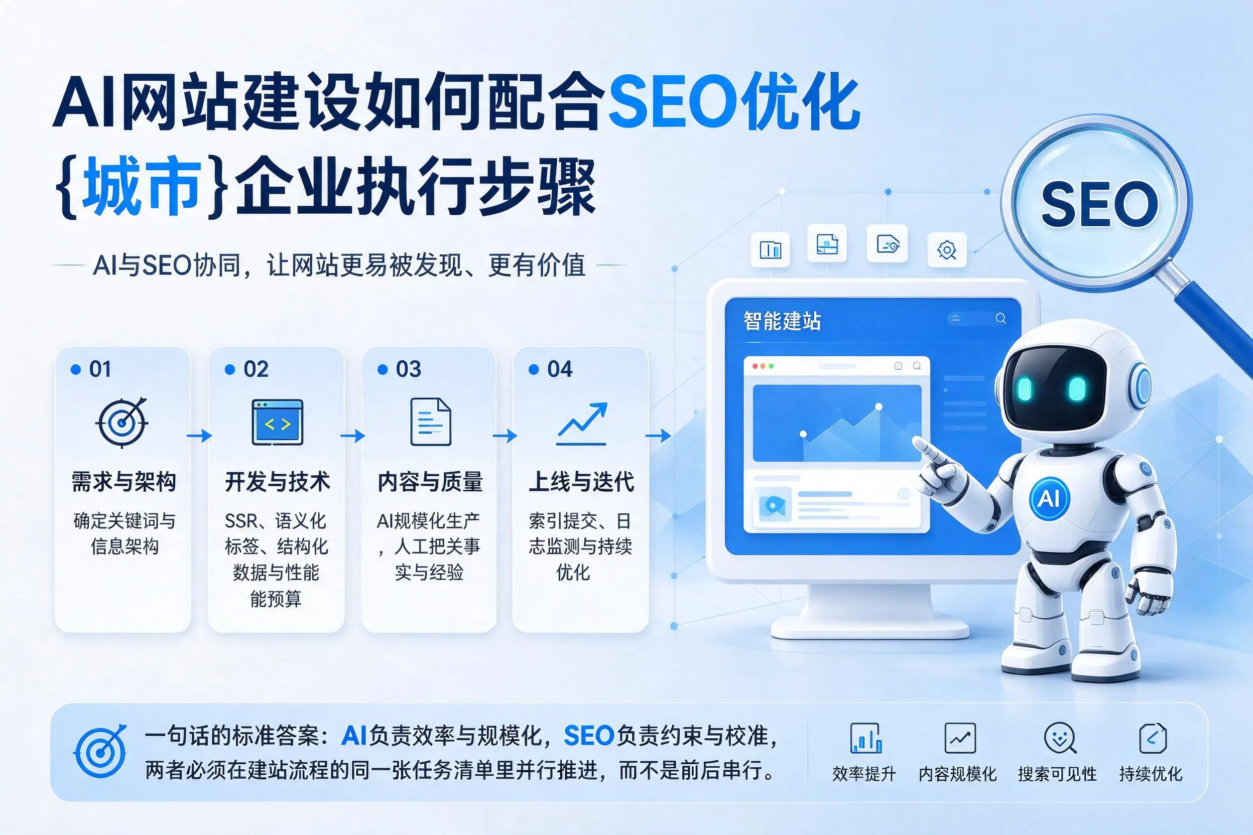 AI网站建设如何配合SEO优化，上饶企业执行步骤