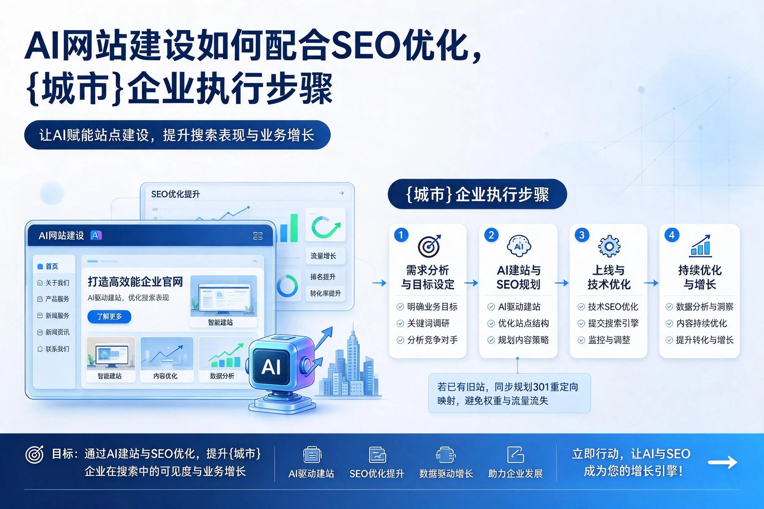 AI网站建设如何配合SEO优化，上饶企业执行步骤