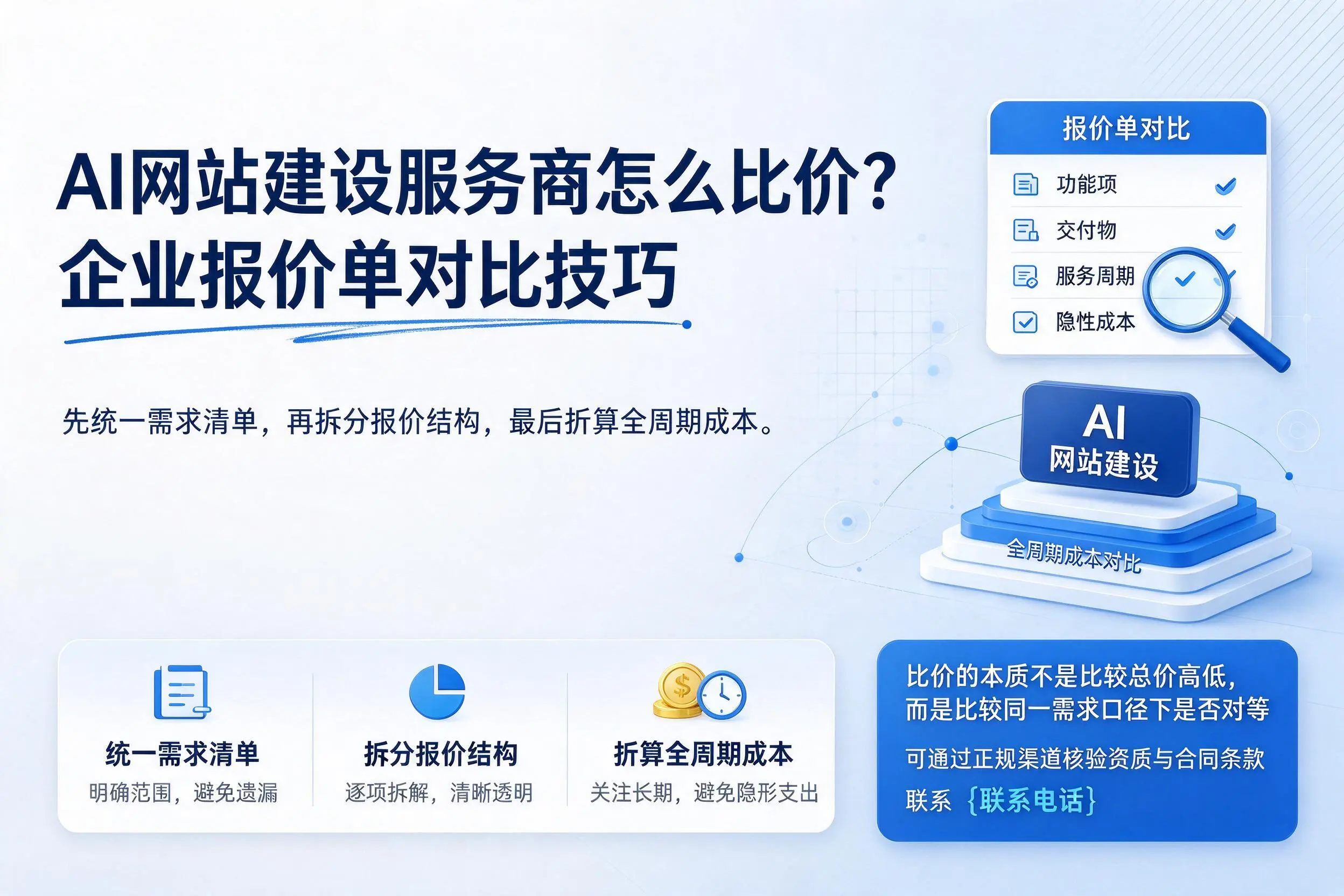 AI网站建设服务商怎么比价?上饶企业报价单对比技巧