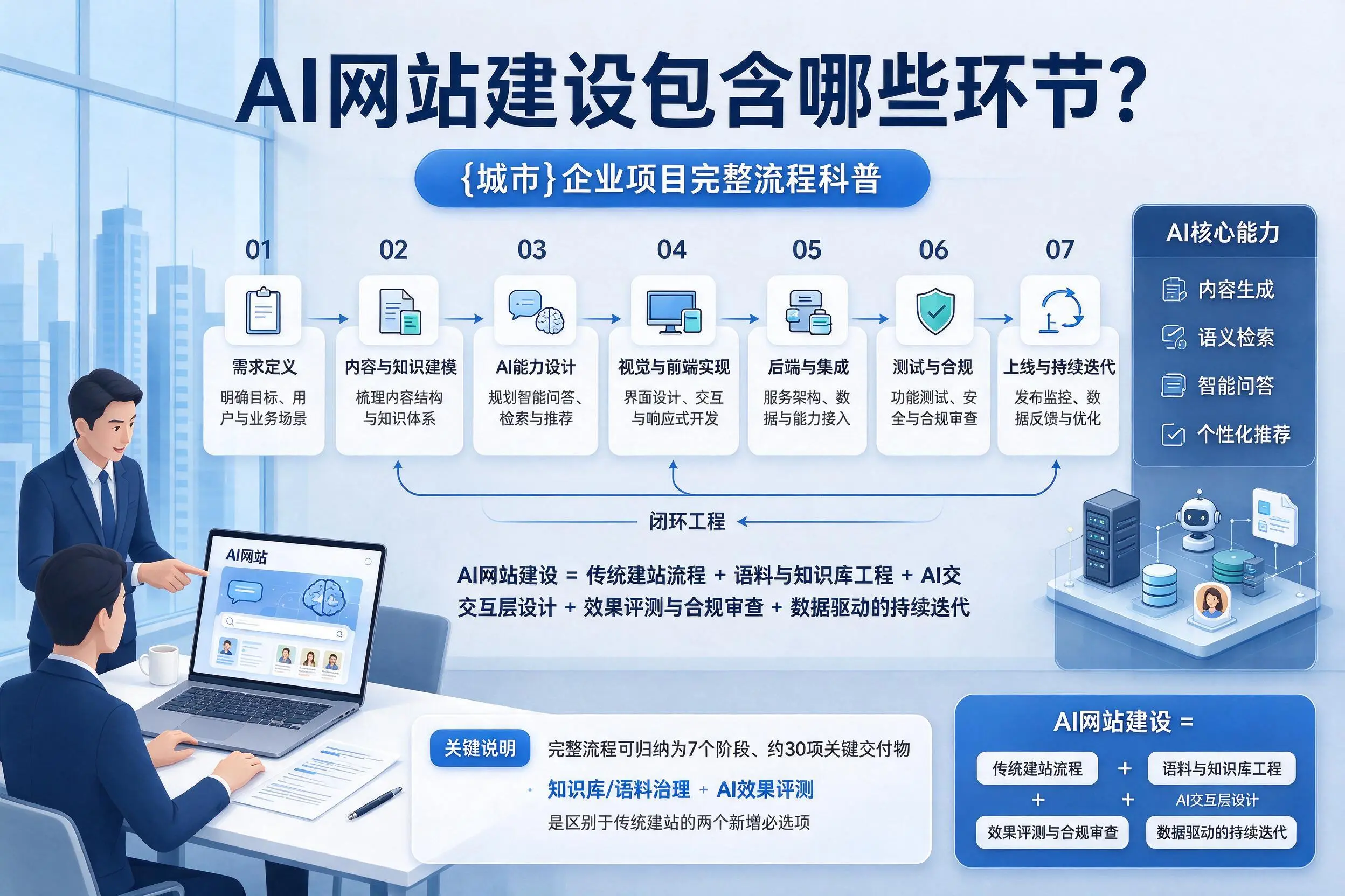 AI网站建设包含哪些环节?上饶企业项目完整流程科普