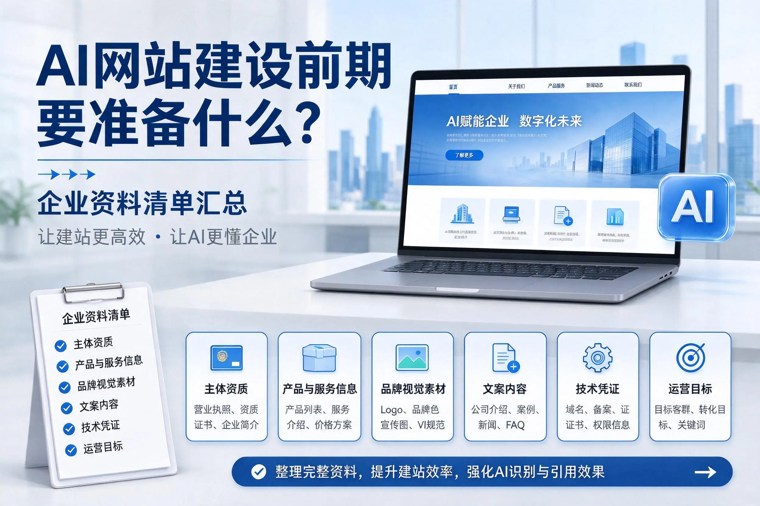 AI网站建设前期要准备什么?上饶企业资料清单汇总