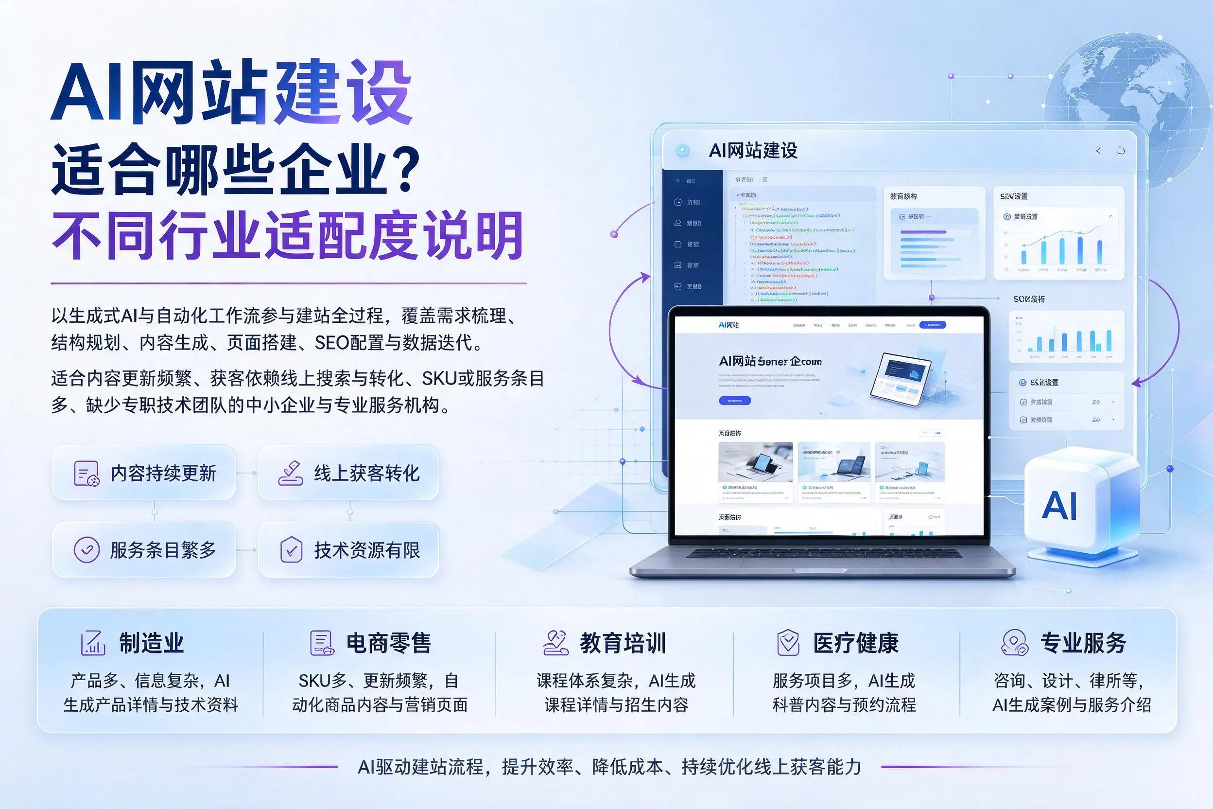 AI网站建设适合哪些企业？上饶不同行业适配度说明